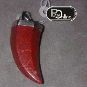 Colgante de plata. Cuerno de CORAL. Base 15mm x 20mm y 35mm de alto.