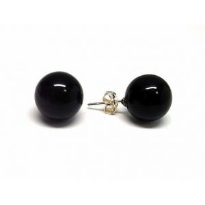 Pendientes de Bola Negra 12mm