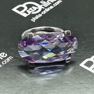 Anillo de plata amatista 28mm x 14mm. Diámetro 18mm.