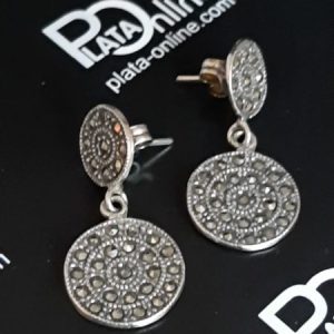Pendientes de plata. 2 círculos con circonitas 10mm y 15mm