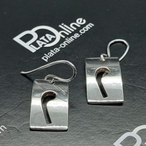 Pendientes de plata. Rectángulo con ojo de cerradura