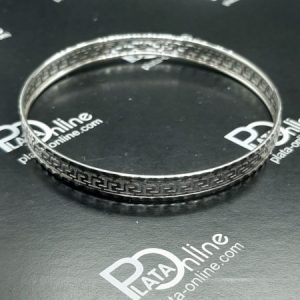Pulsera brazalete de plata. Greca calada. 65mm