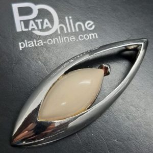 Colgante de plata. Ojo blanco vertical 19mm x 50mm