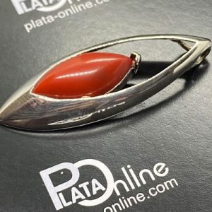 Colgante de plata. Ojo rojo vertical 19mm x 50mm