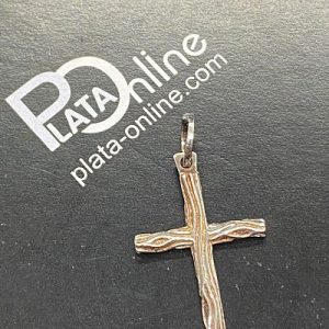 Colgante de plata. Cruz simil madera 18mm x 31mm.