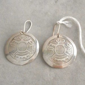 Colgante de Plata. Círculo de 30mm Pájaro maya.