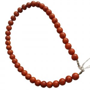 Collar de Plata. 40 bolas de CORAL de 12mm y 48 cm.