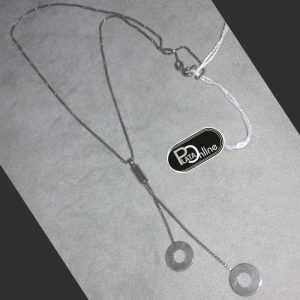 Collar de Plata. 40cm. Colgante de 2 cadenas planas con 2 círculos de 10mm.