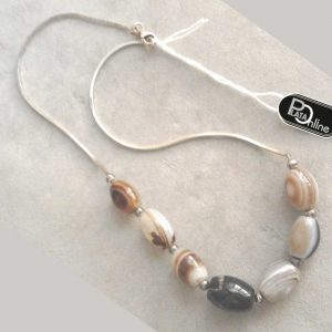 Collar de Plata. 7 ágatas de 10mm x 14mm. 40cm.