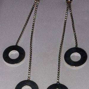 Pendientes de plata 2 cadenas con 2 aros de 10mm. Largo 70mm