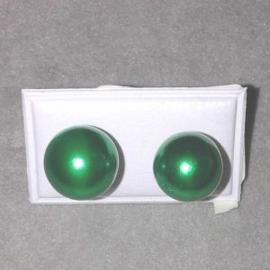 Pendientes de plata. Bola verde metálico 10mm.