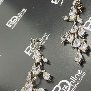 Pendientes de plata. Racimo de 12 lágrimas de circonita. 16mm x largo 62mm