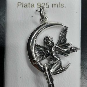 Colgante de plata HADA de la LUNA 2,3cm x 3,3cm x 7mm