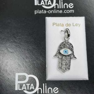 Colgante de plata MANO de FÁTIMA con OJO TURCO 1,8cm